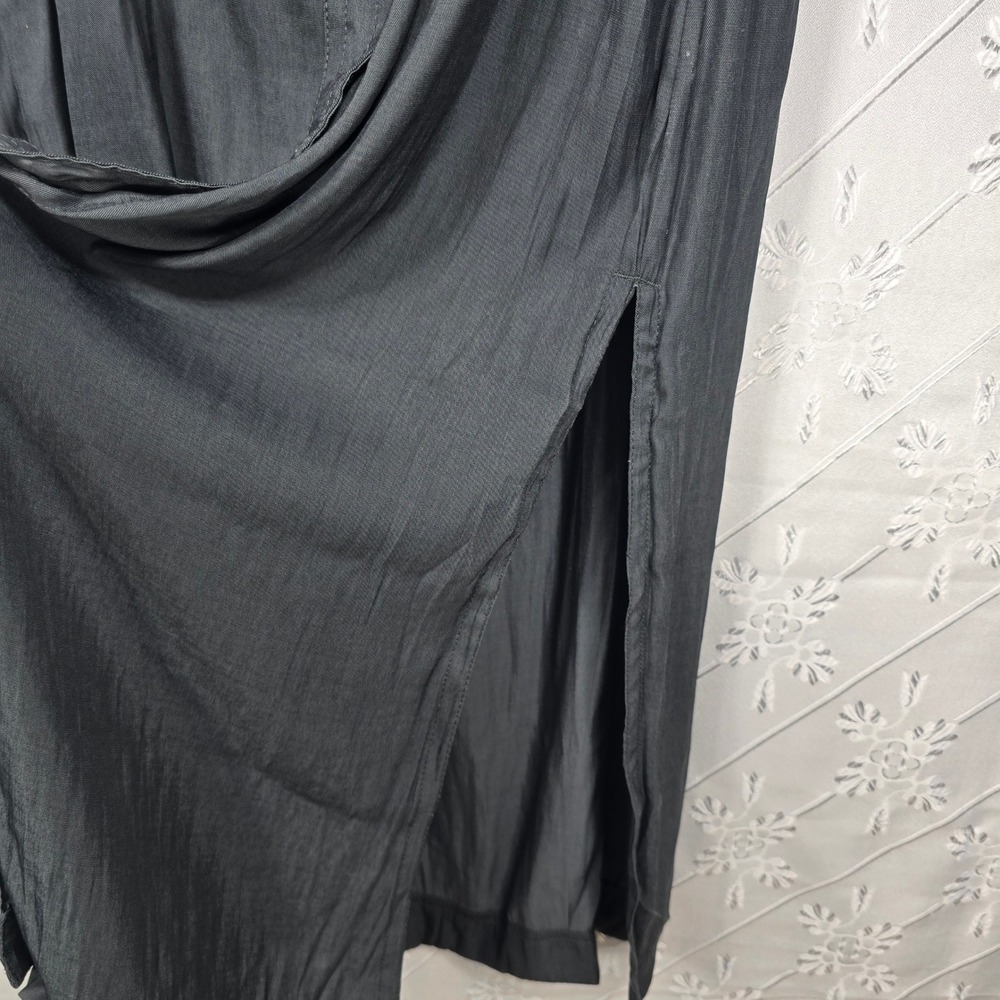Banana Republic Petite XS Maxi Dress Black Sleeveless Button Front Career Casual - Picture 9 of 13